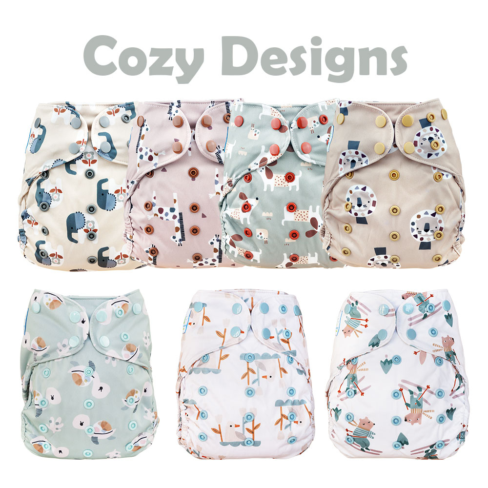 Blümchen diaper cover OneSize (3,5-16kg) Snap COZY Designs (recycled Polyester)